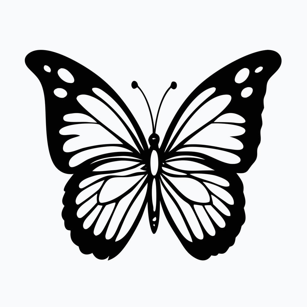 A sophisticated, stylized silhouette of a butterfly, perfect for design elements, logos, or prints. vector