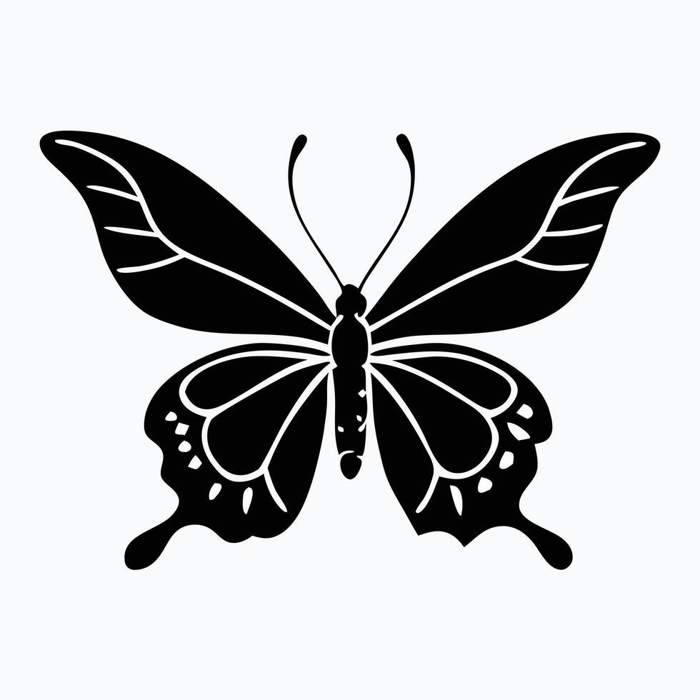 A clean, elegant silhouette of a butterfly, perfect for nature-themed designs, logos, or patterns. vector