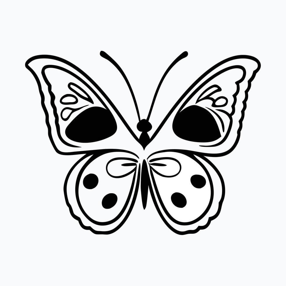 Elegant Black and White Butterfly Silhouette Simple, striking silhouette of a butterfly, perfect for various design projects. vector