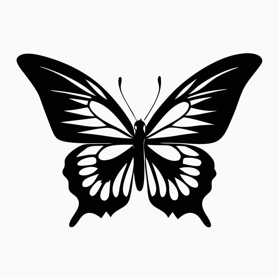 Simple black and white butterfly graphic design vector