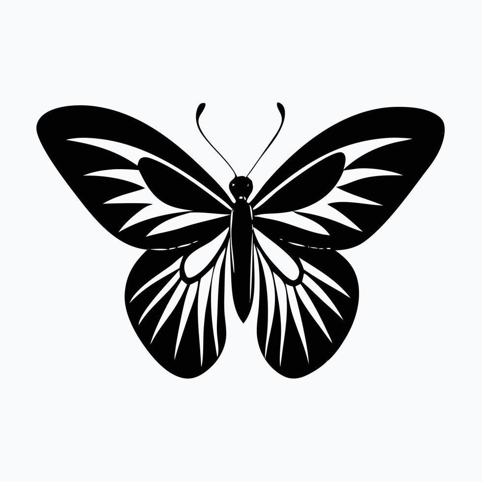 A striking, detailed black and white graphic of a butterfly. vector