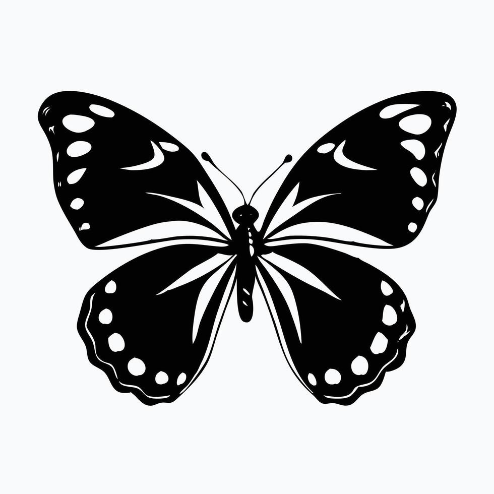 stylized black and white butterfly design, perfect for various applications. vector