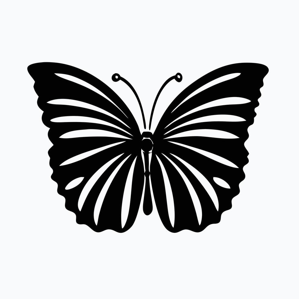 Elegant Black and White Butterfly Design A striking, detailed black and white graphic of a butterfly. vector