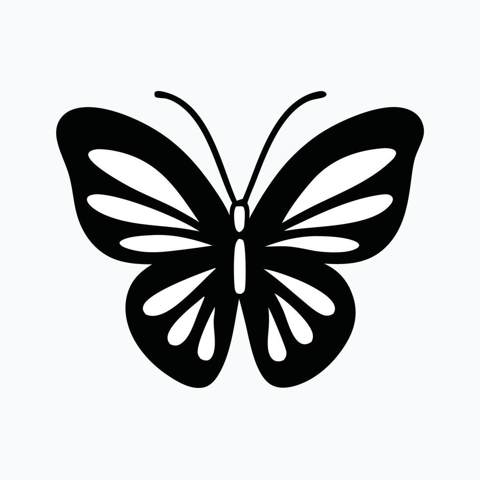 black and white silhouette of a butterfly, perfect for use in designs, logos, or illustrations. vector