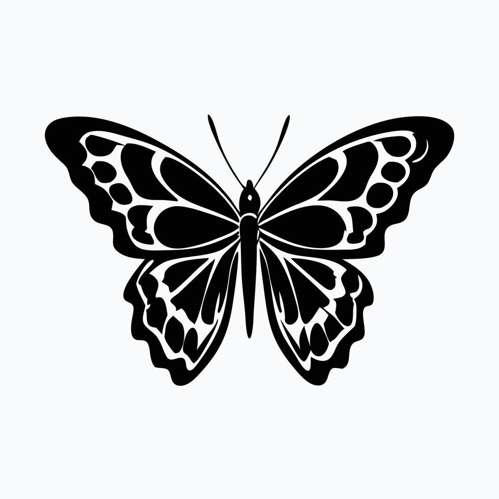 stylized illustration of a butterfly in black and white. vector