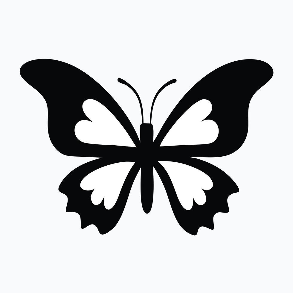 A striking, detailed silhouette of a butterfly. vector