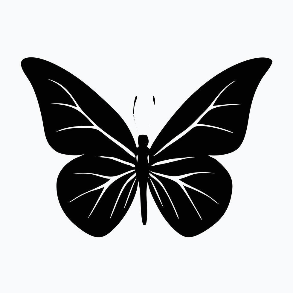 Simple Black Butterfly Silhouette Graphic vector