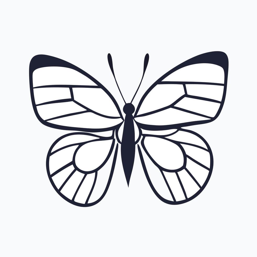This is a clean, black silhouette of a butterfly against a white background. vector