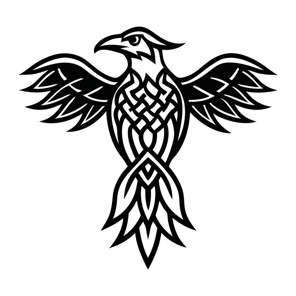Black Elegant Celtic Raven Tribal Tattoo for Arm and Shoulder vector