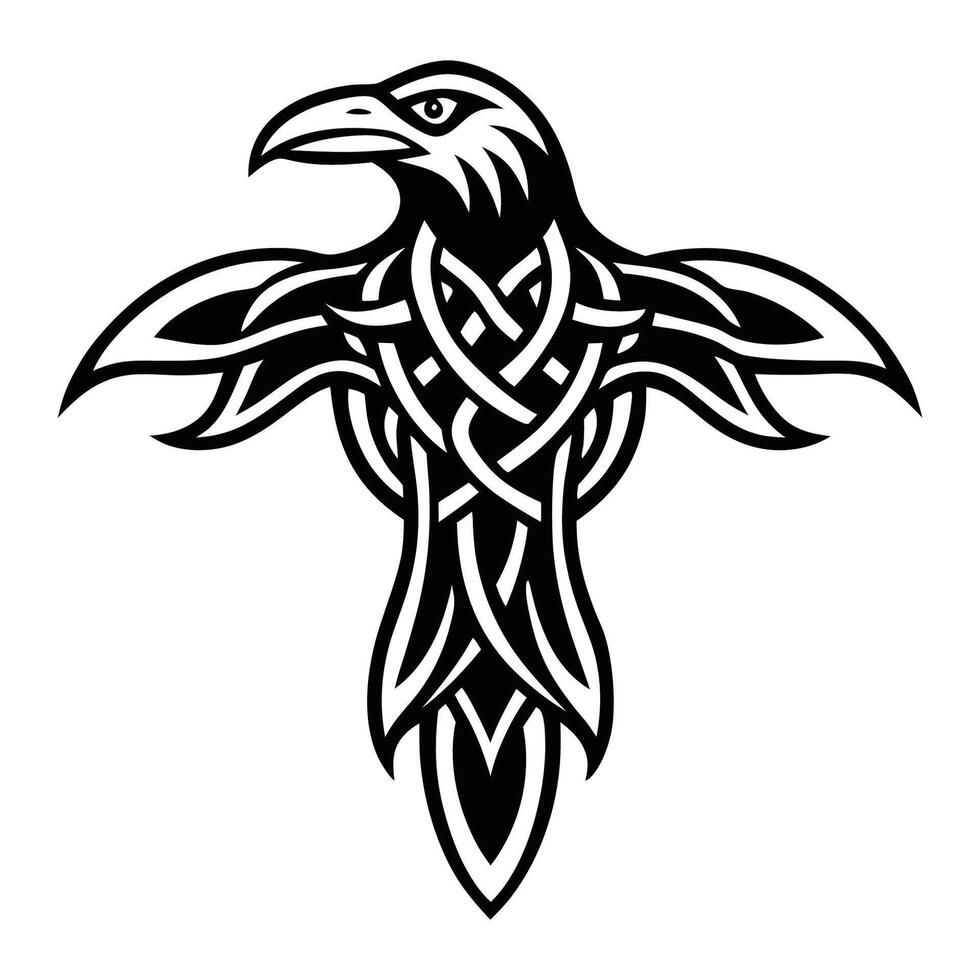 Bold Celtic Raven Tattoo Tribal Design for Strength and Power vector