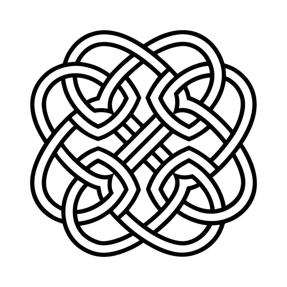 Medieval Celtic knot tattoo design. Celtic, Irish knots ornament. Celtic symbols, endless knot shape icon, infinite spirit unity symbol, pagan circle tribal symbols graphics isolated vector