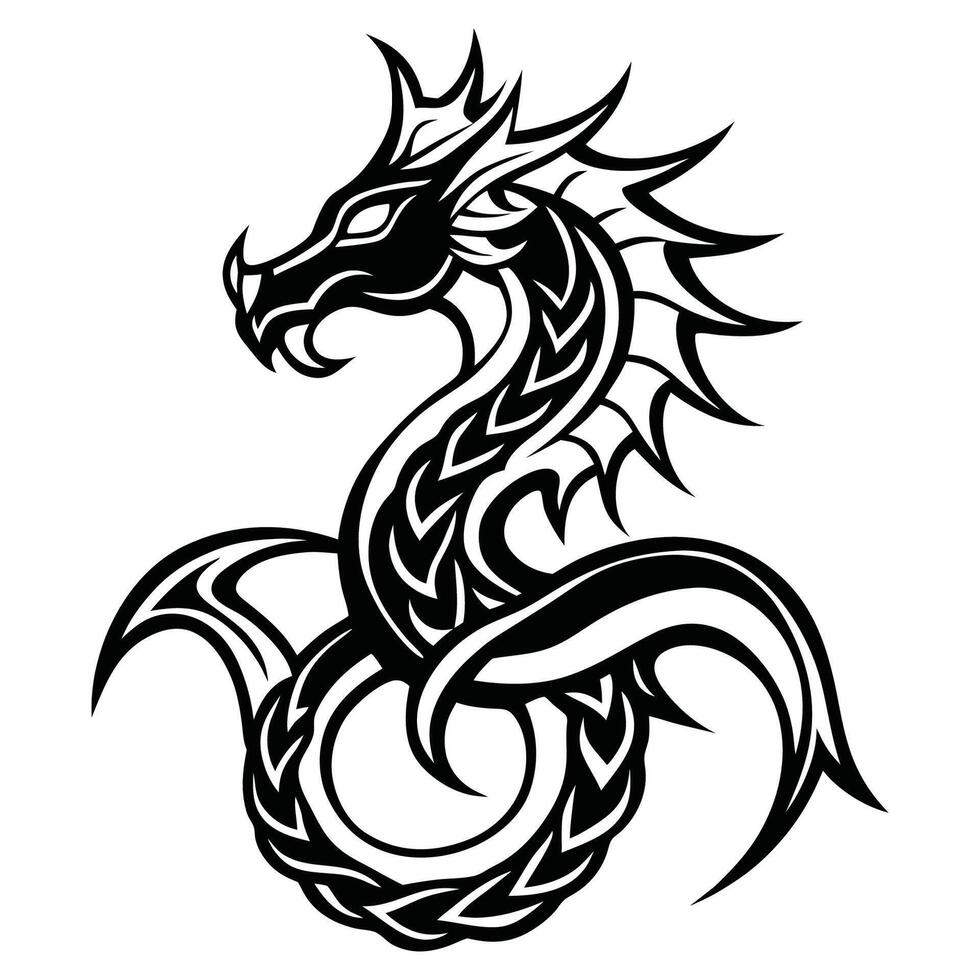 Bold Celtic Dragon Tribal Tattoo Design Mythical and Timeless vector