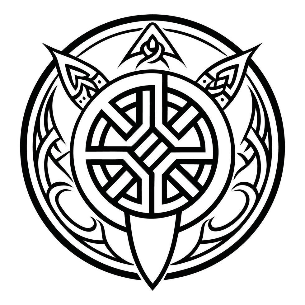 Ancient Celtic Shield Tattoo Symbol of Strength Protection vector