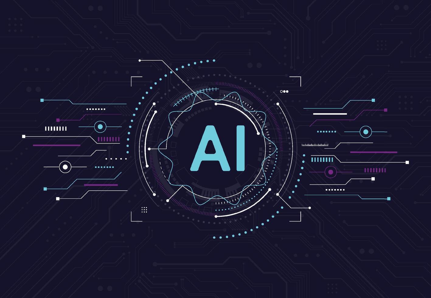 Artificial intelligence chipset on circuit board in futuristic concept technology vector