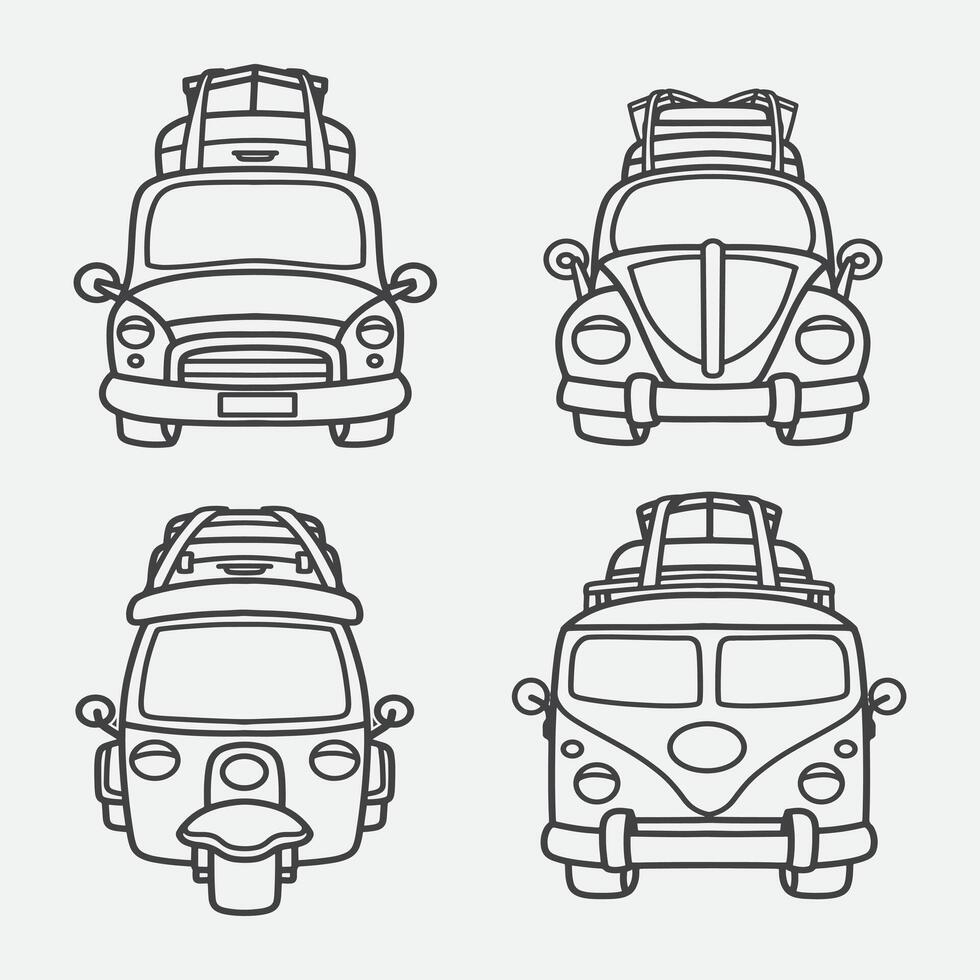 set of car going home good for coloring book, element design, coloring page, etc vector