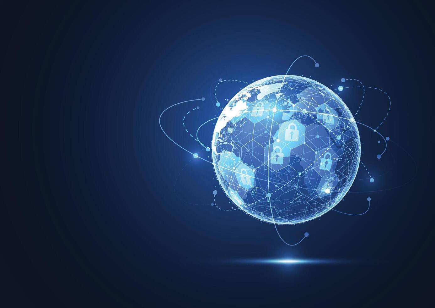 Global network with Premium security connection. Digital concept of global business protect system vector