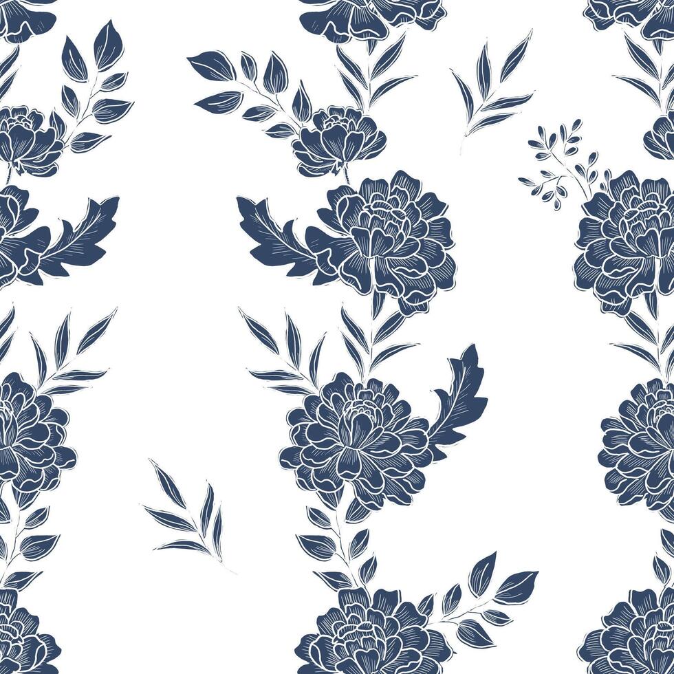 Elegant Blue Flower Seamless Pattern for Fabric vector