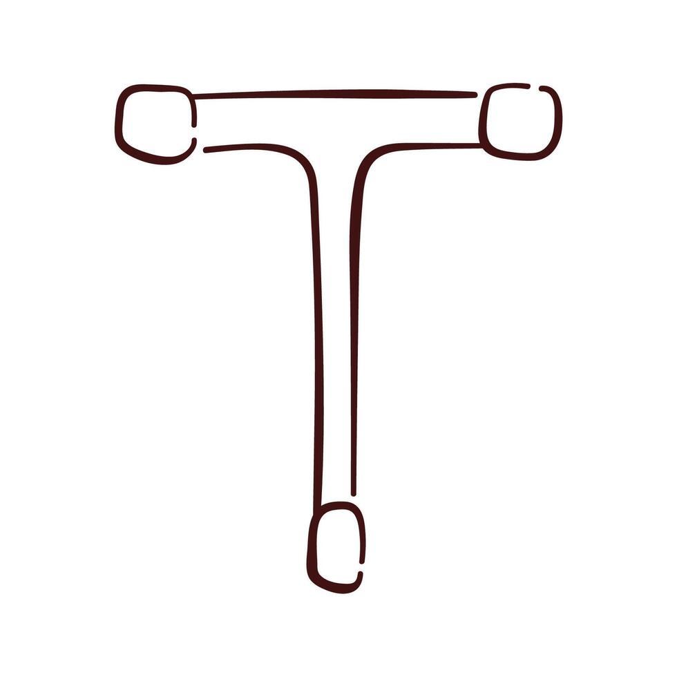 Simple Socket Wrench symbol in line art style. Hand drawn design for repair work isolated on a white background. vector