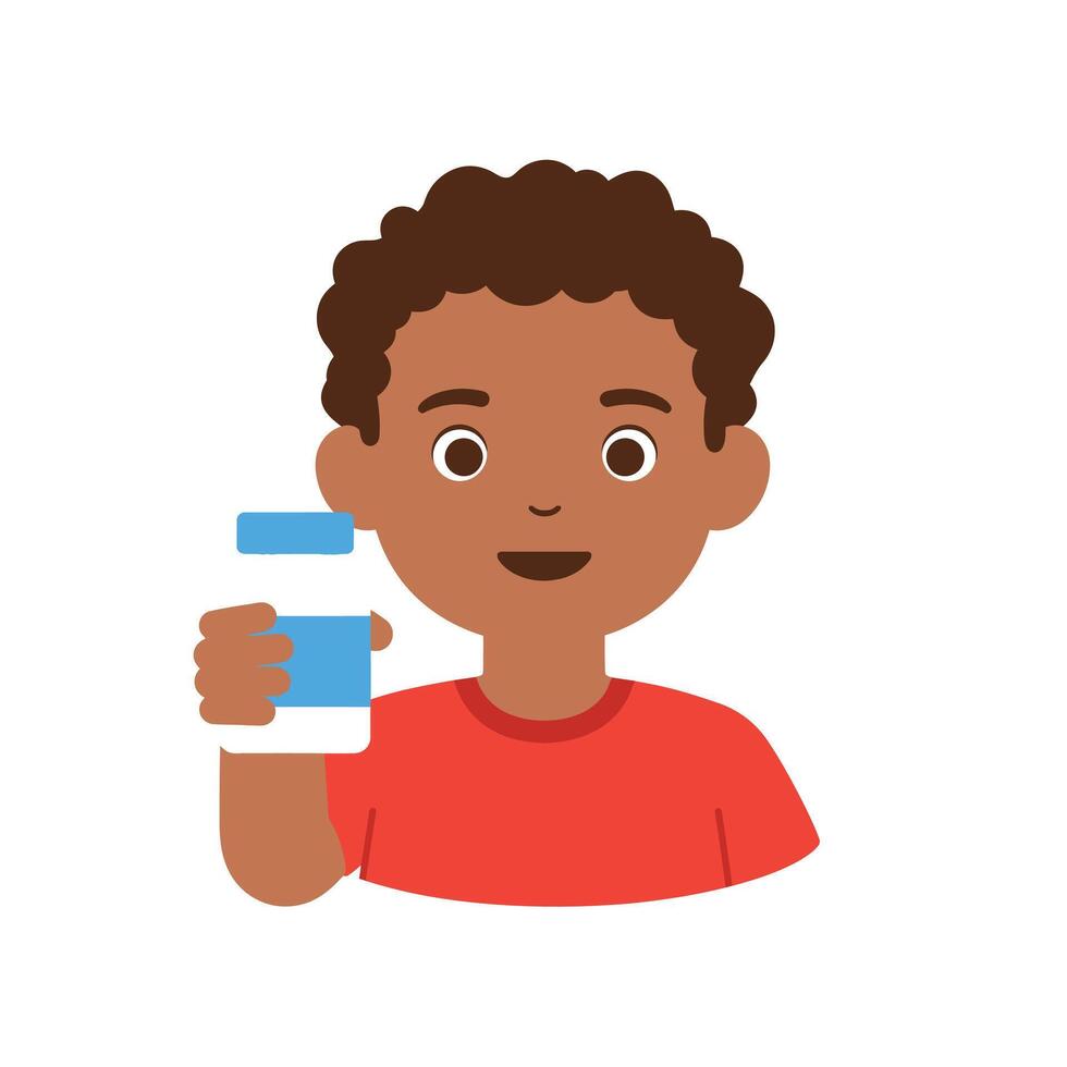 A boy holding a bottle of water vector