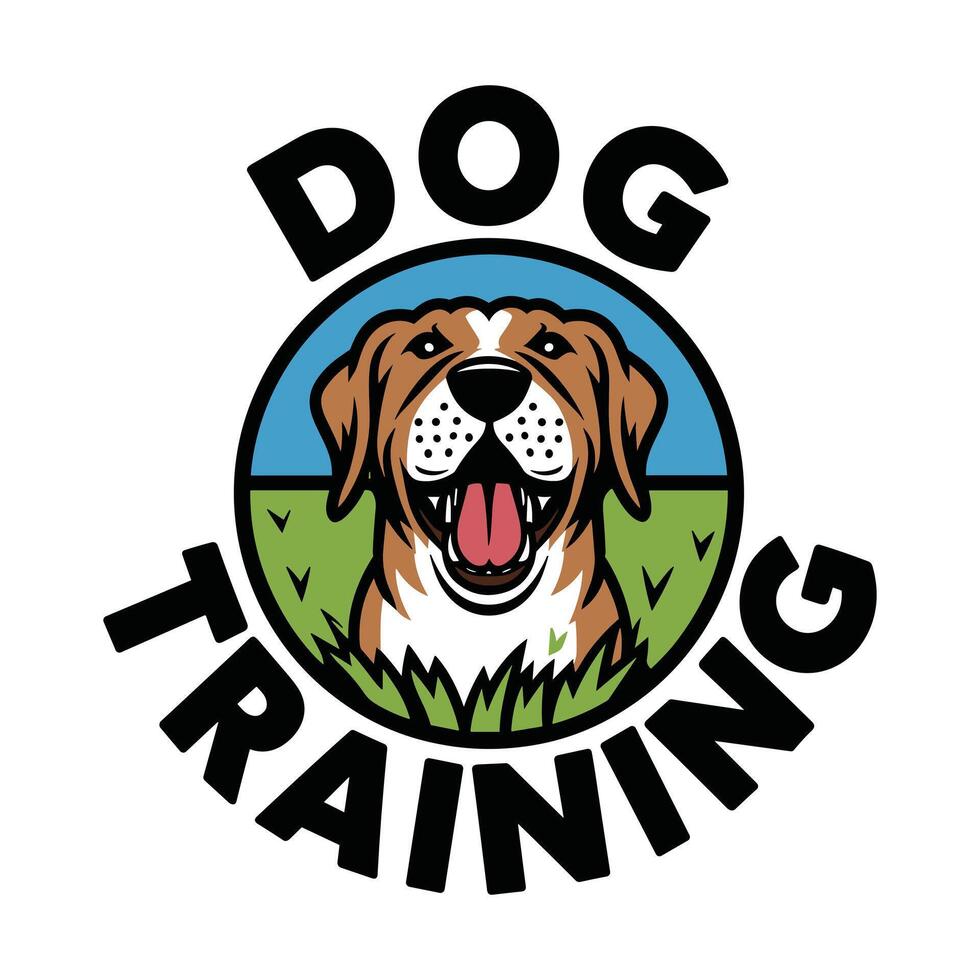 Dog Training Logo Featuring a Happy Dog vector