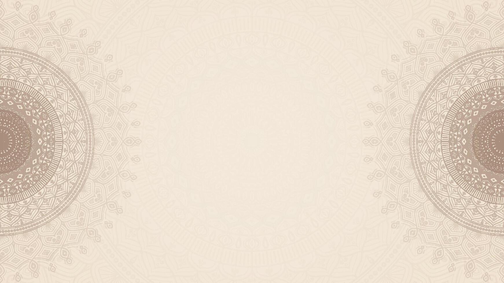 Simple Clean Intricate Cream Circular Mandala Horizontal Background in Soft Beige With Subtle Accents vector