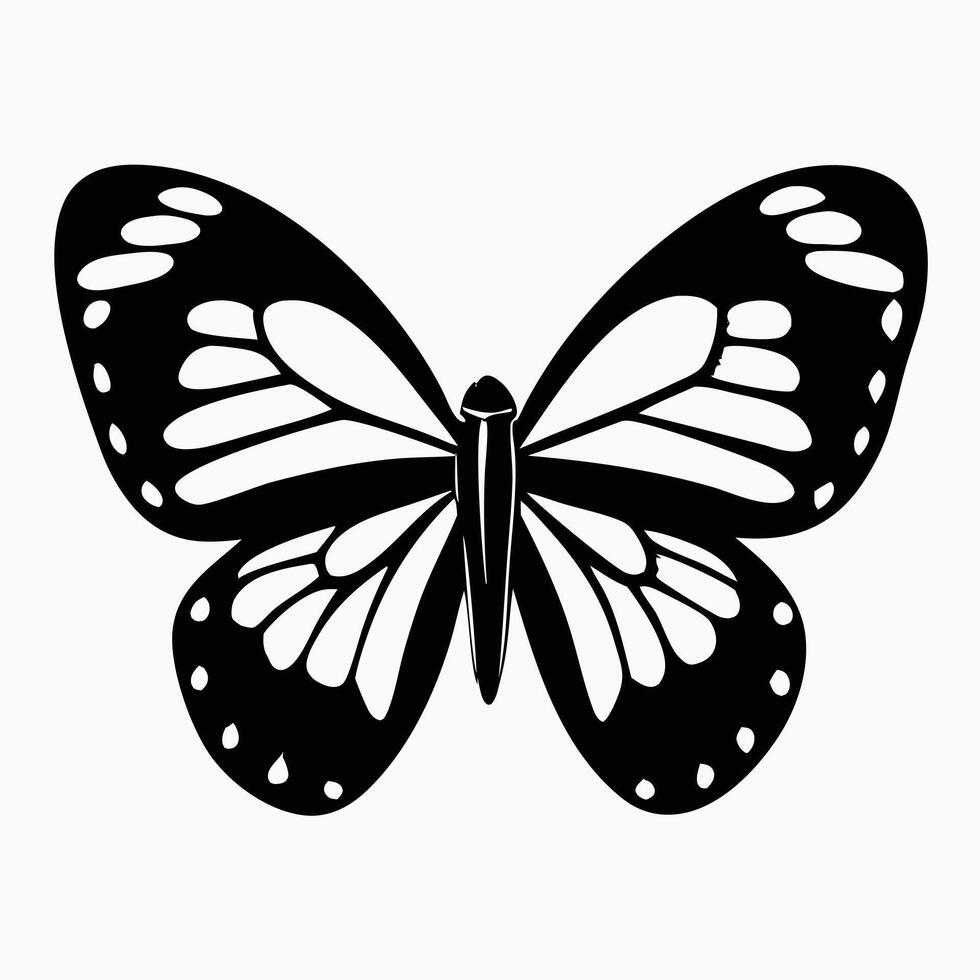 A striking, stylized silhouette of a butterfly. vector