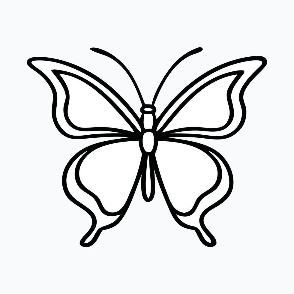 A stylized, intricate black and white graphic of a butterfly, perfect for use in invitations, prints, logos, or other design projects. vector