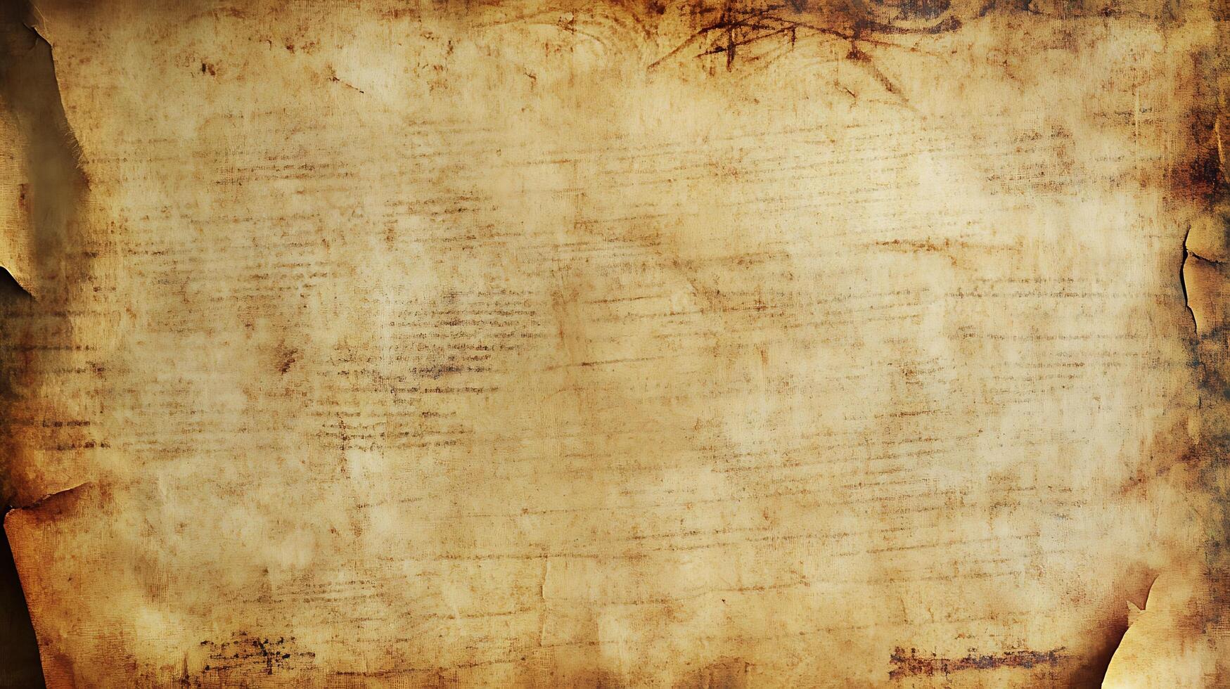 Aged parchment scroll with distressed edges and old writing evokes history and nostalgia Perfect for vintage or fantasy themes photo