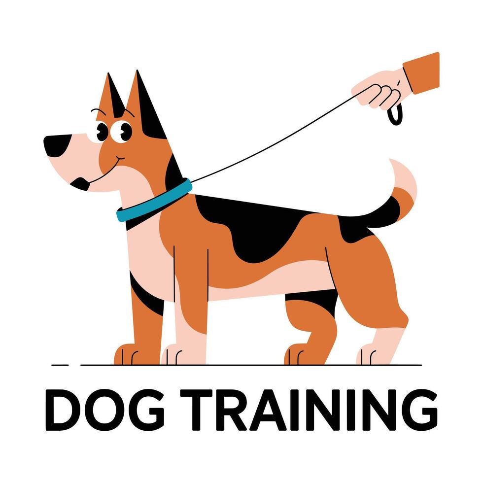 Cartoon Dog on Leash Illustrates Dog Training Concept vector