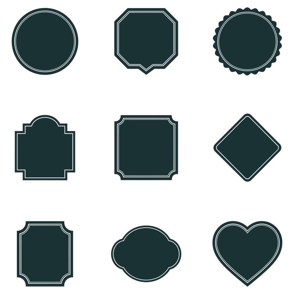 Nine Vintage-Style Blank Decorative Labels in Different Shapes vector