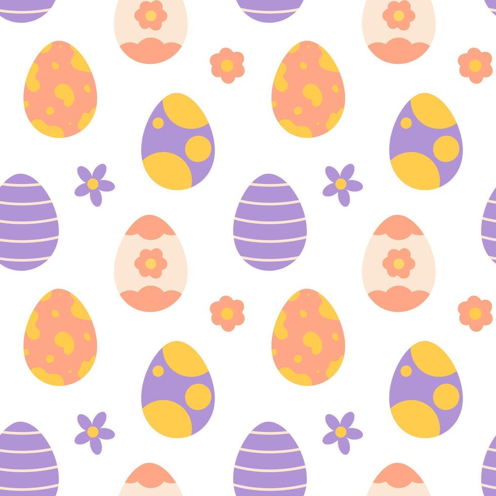 Easter seamless pattern with eggs. Flat illustration vector