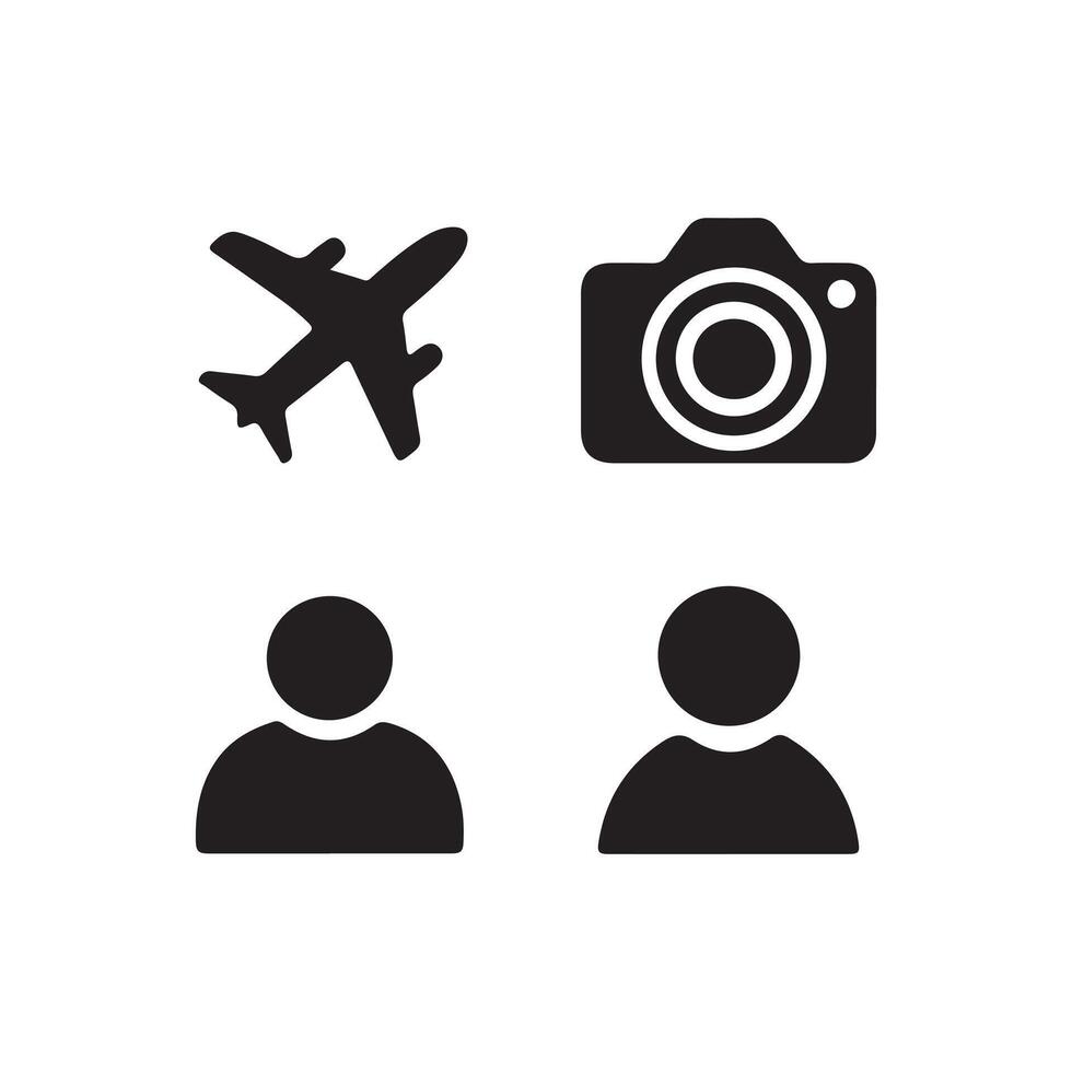 black filled icon silhouette illustration, objects vector
