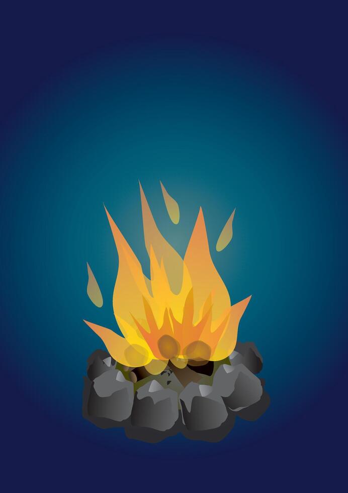 A campfire with wooden sticks vector