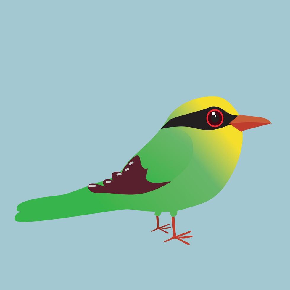 A cute illustration of a Common green magpie. Cartoon style vector