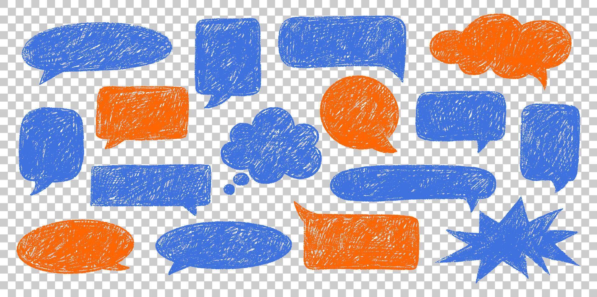 Crayon Speech Bubble Frame. Chalk Talk Balloon. Colorful Dialog Chat vector