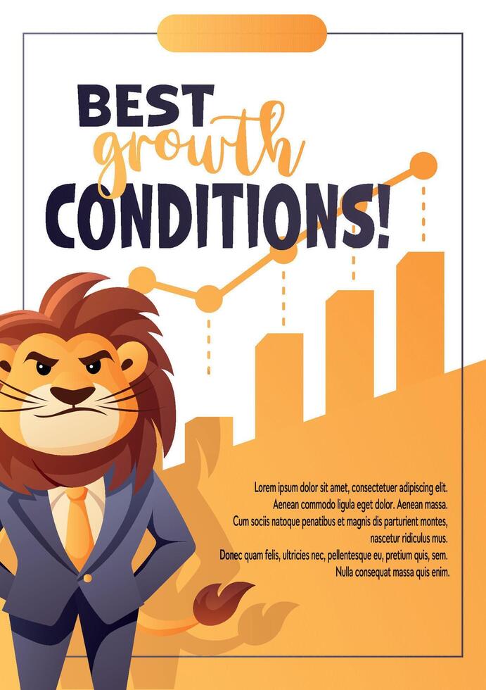 flyer with growth chart and success message vector