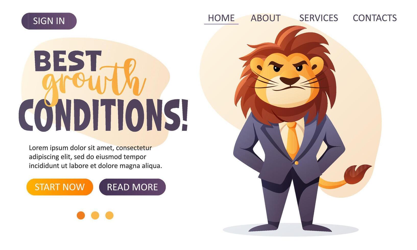 web design with business lion and motivation vector