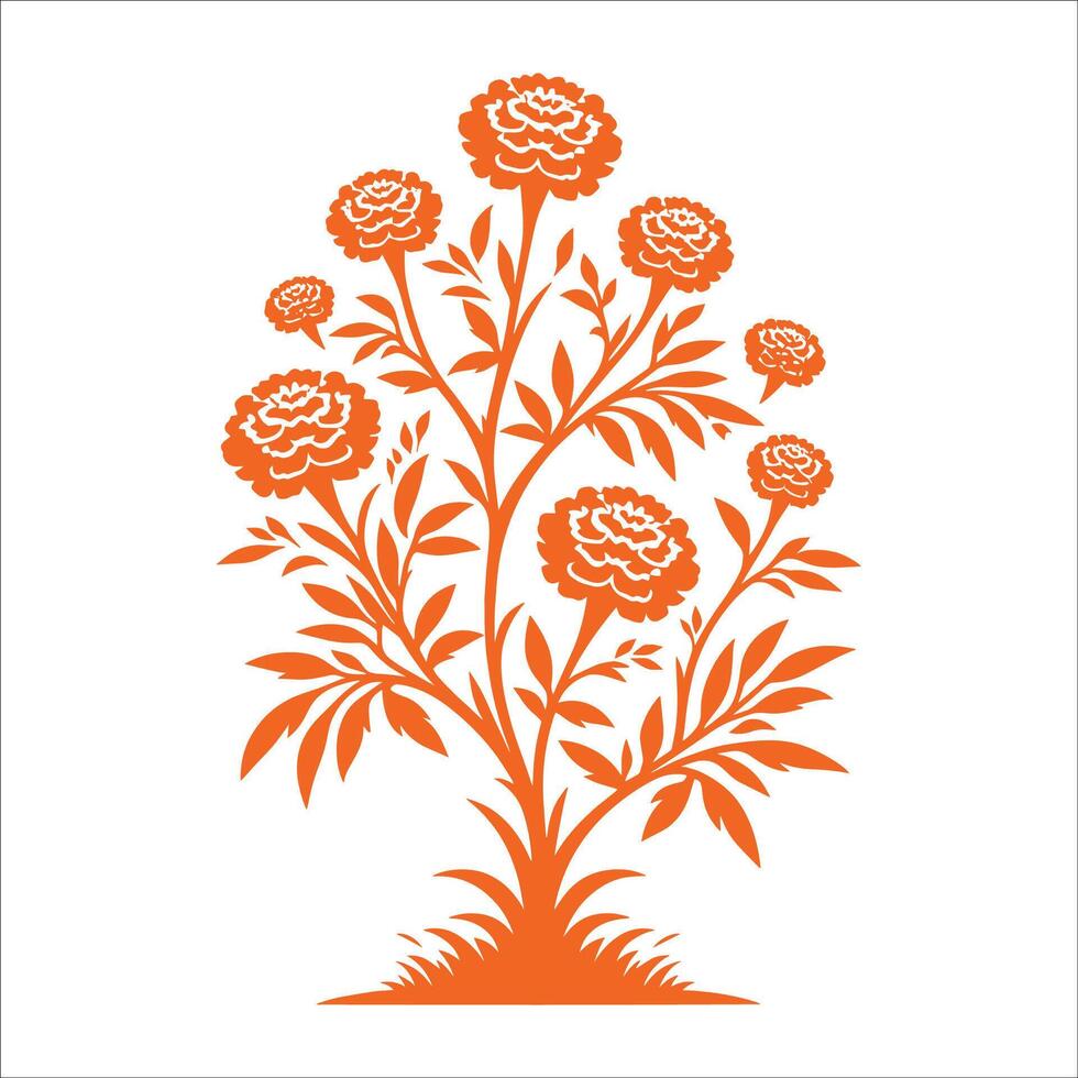 Marigold flower tree on a white background vector