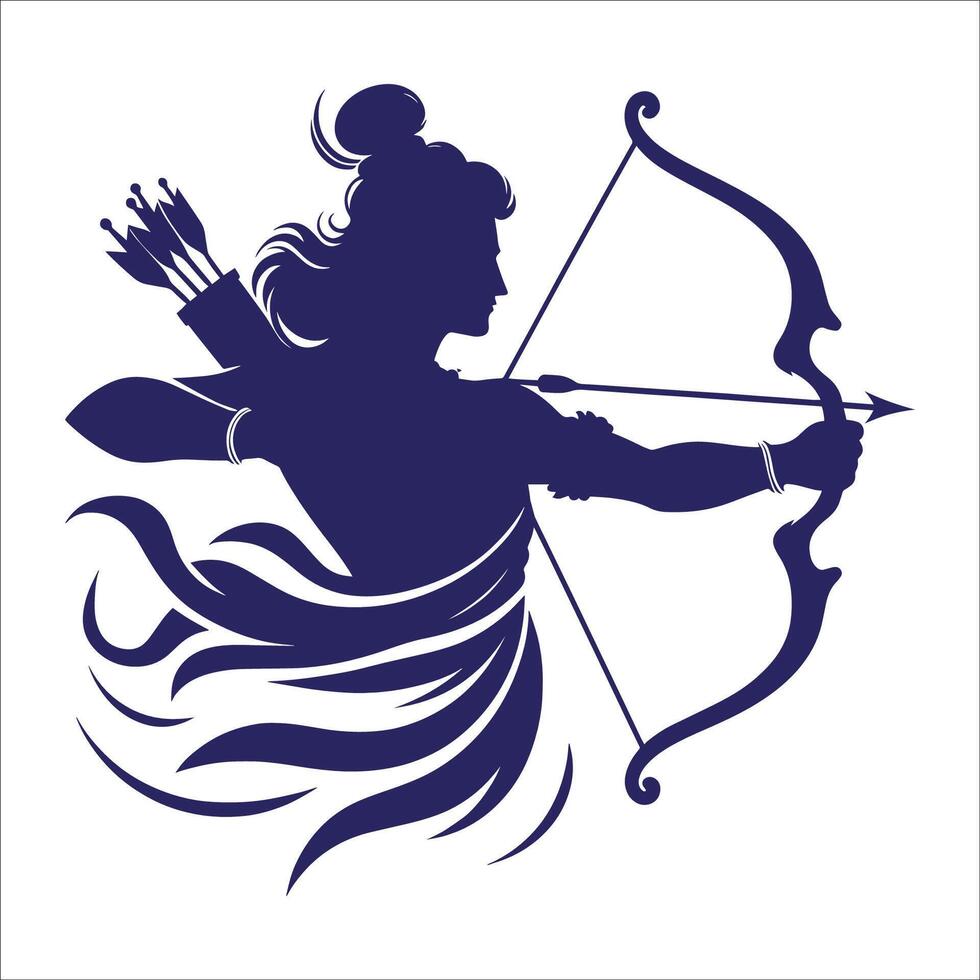 The hindu god Shree Ram is holding a bow and arrow vector