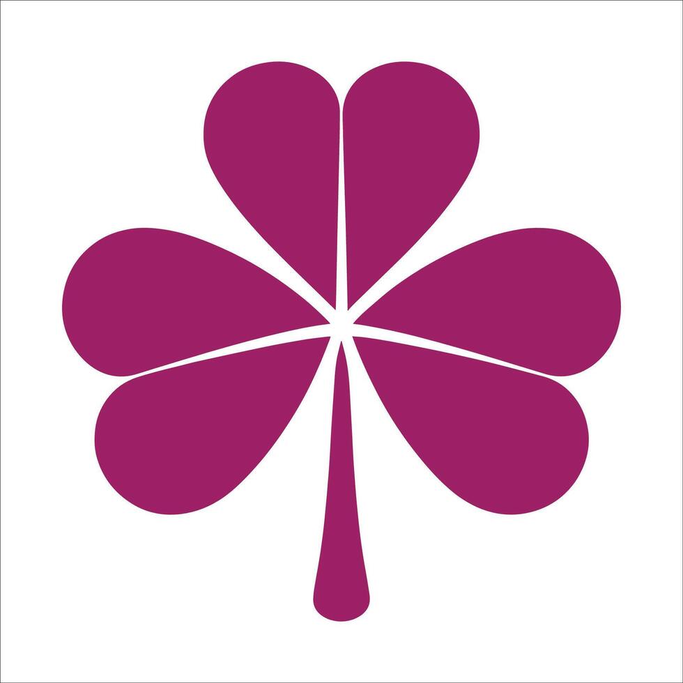 Stylized Four-Leaf Clover - Magenta Heart-Shaped Leaves vector