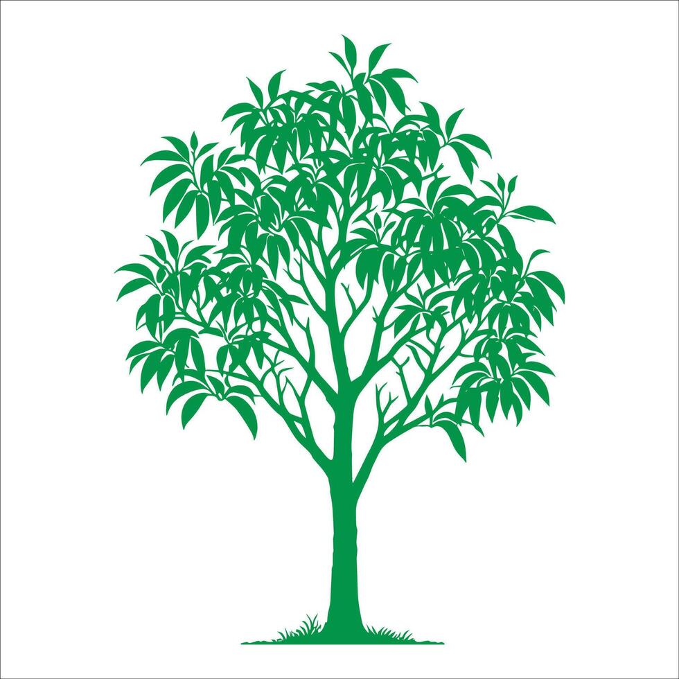 Illustrative Tree Silhouette - Green Lush Foliage vector