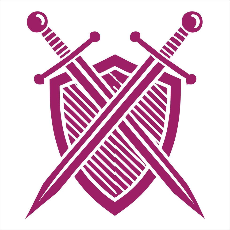 Crossed Swords with Shield Icon Medieval Warrior Emblem vector