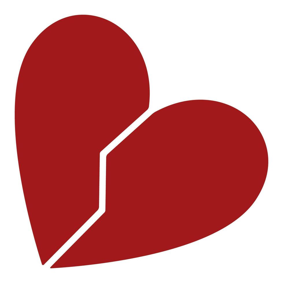 Red Broken heart concept icon - end of relationships sign vector