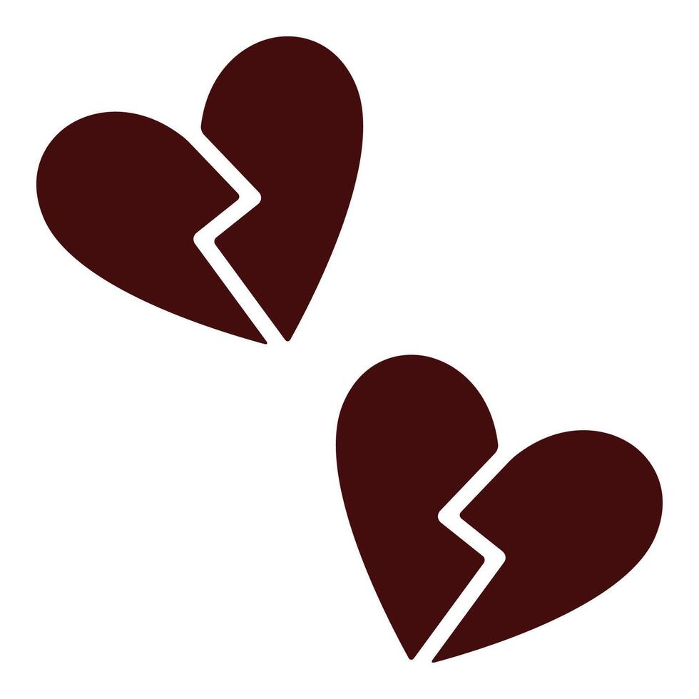 icon of a two red broken hearts, symbolizing heartbreak and sadness. vector