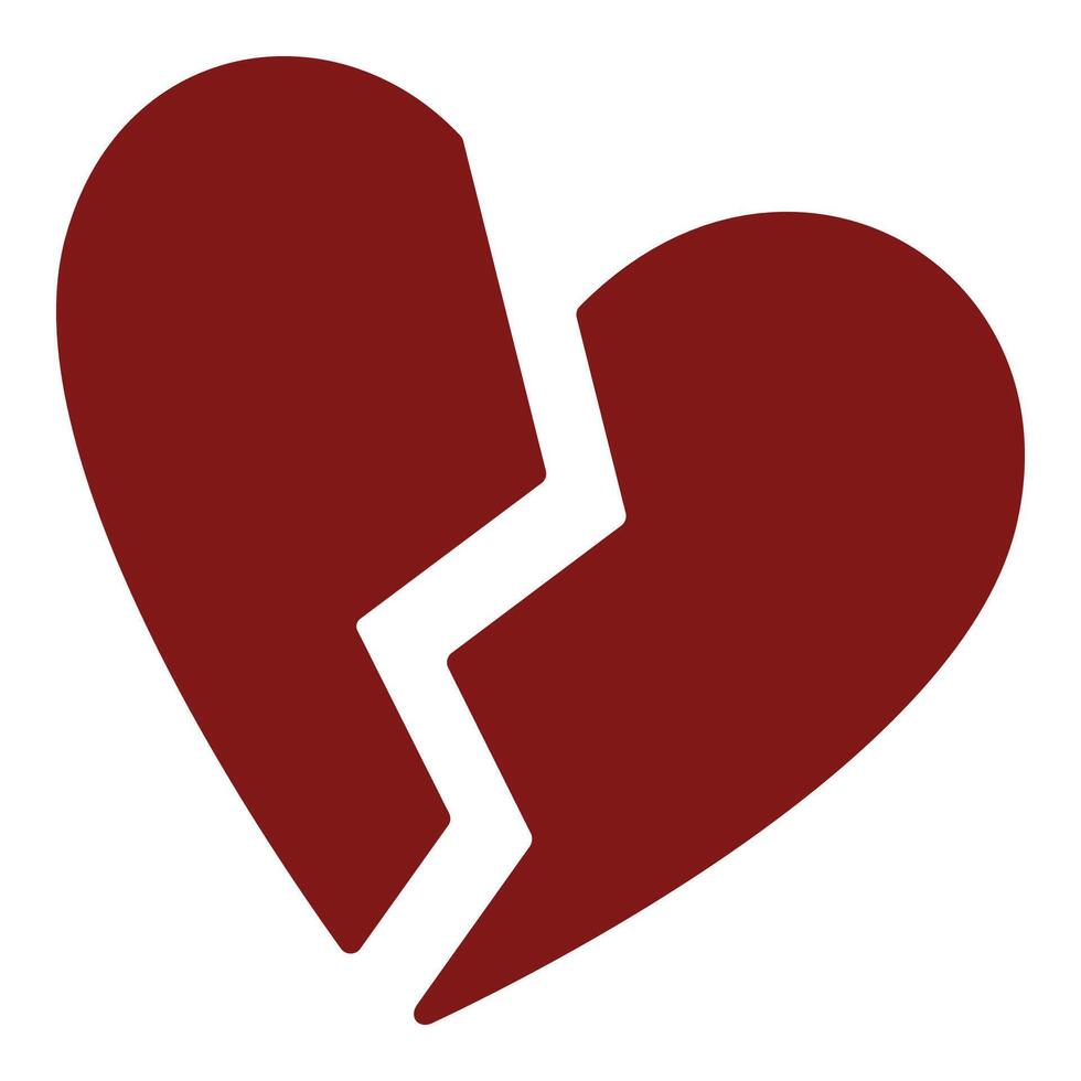 Broken heart or Heartbreak icon, emotional pain concept symbol vector