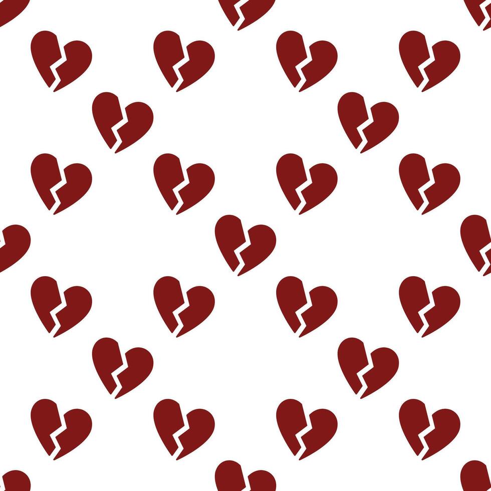 Broken heart or Heartbreak seamless pattern, emotional pain concept background vector
