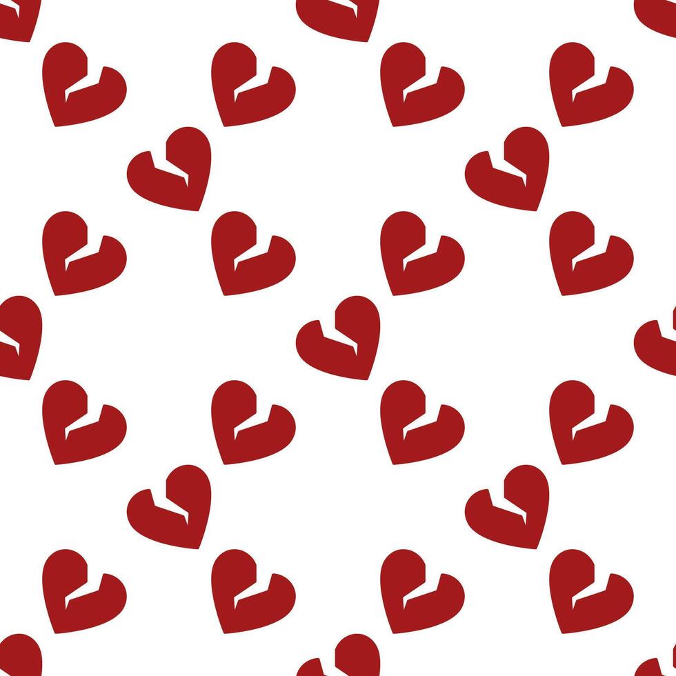 Red broken heart seamless pattern - Lost love and emotional distress background vector