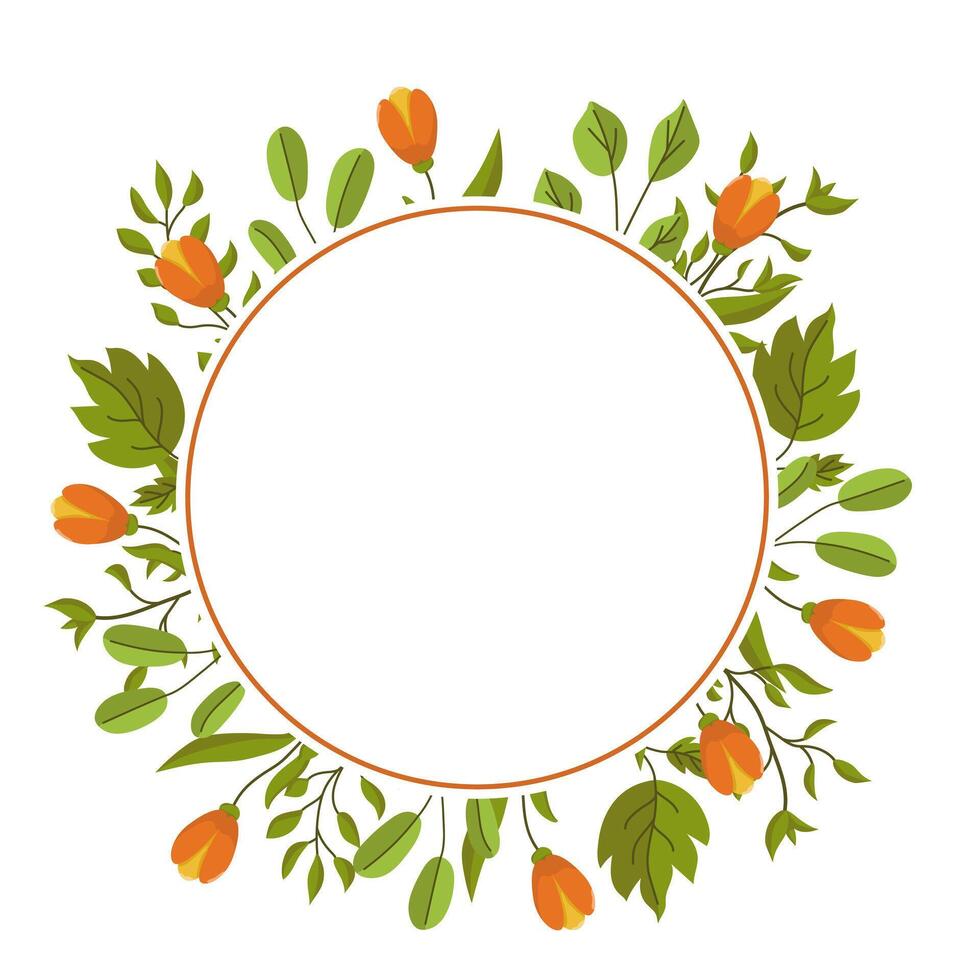 Floral Frame with Space for Text. Spring Botanical Illustration for Cards and Invitations. vector