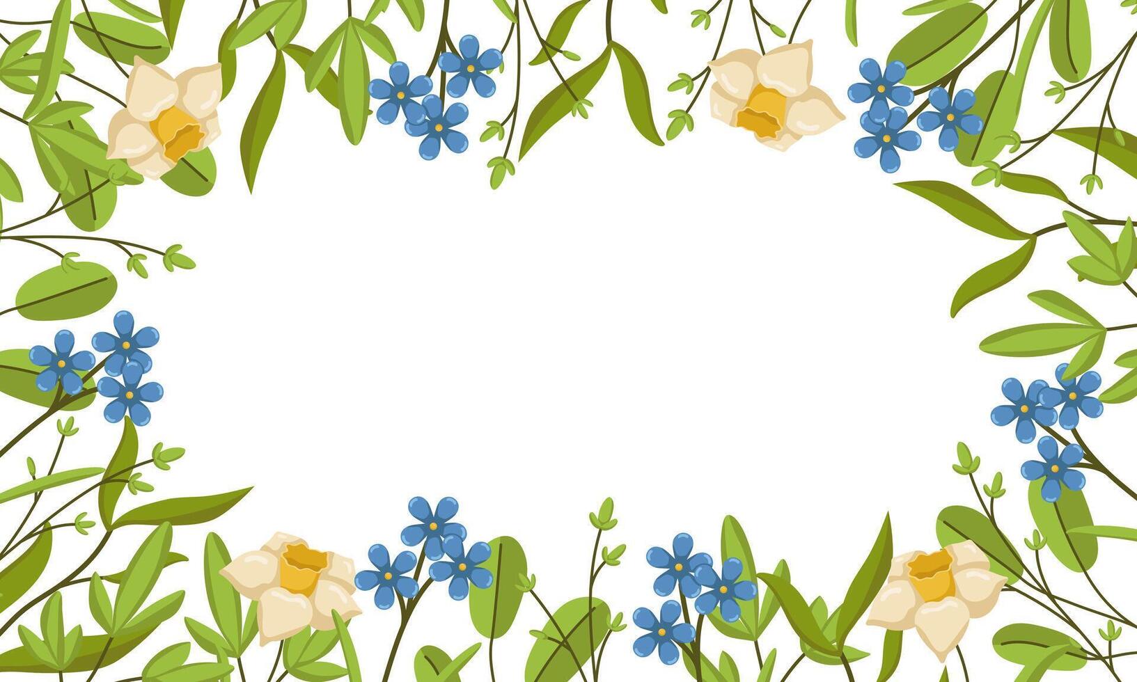 Floral Background with Place for Text. Spring Botanical Illustration for Cards and Invitations. vector
