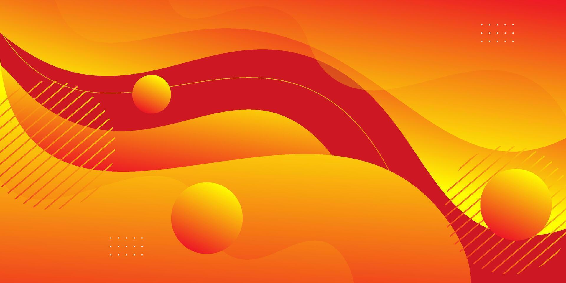 Orange geometric business banner design. Creative banner design with wave shape and lines as template. Simple design on red horizontal banner. Eps10 vector